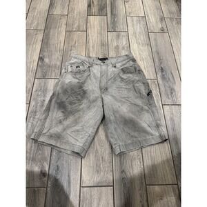 Karl Kani Men's Size 34 Baggy Fit Faded Grey Denim Jean Shorts Y2K Hip Hop Style